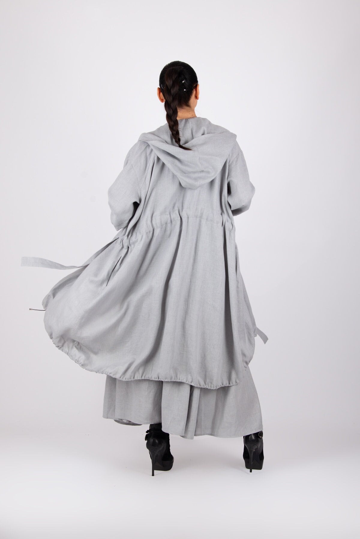 Long Hooded Linen Jacket, Wide Fit Summer Coat EUGF - Etsy