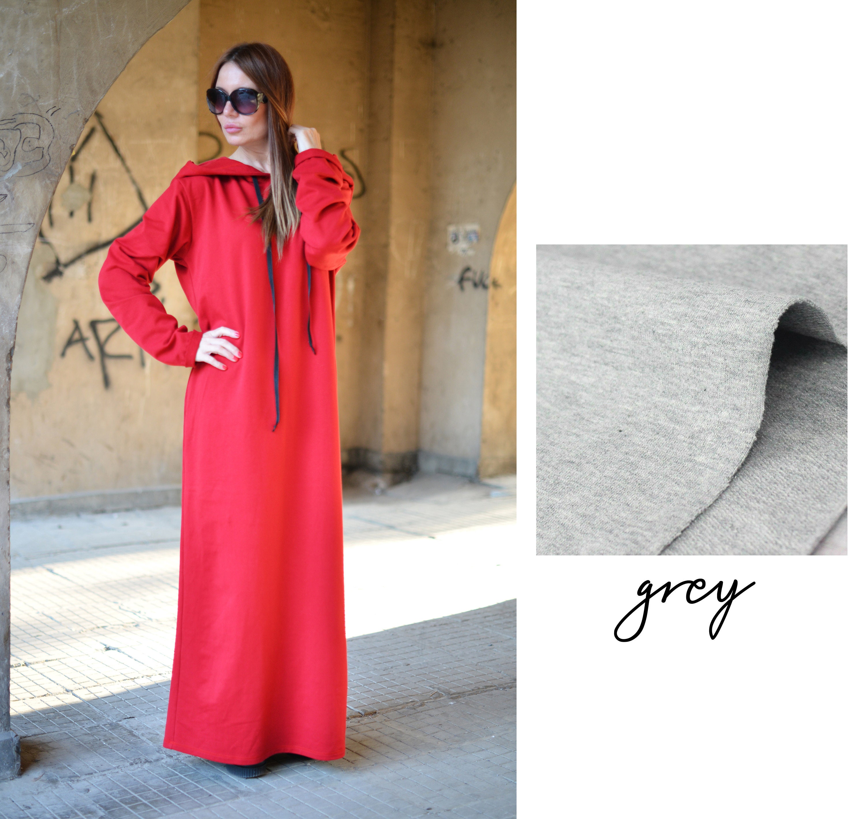 Floor length hoodie dress sale
