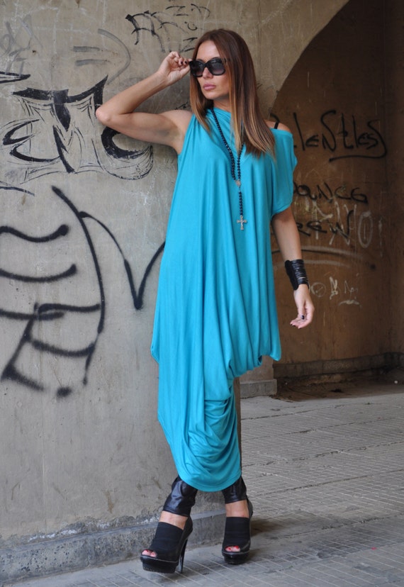 Blue Maxi Dress Asymmetric Kaftan Dress Plus Size Long | Etsy