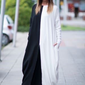 Long Sleeve Dress, Warm Maxi Dress, Maxi Dresses For Women, Black and White Dress, Fall Dress, Casual Plus Size Dress WENDY DR0139PM image 5