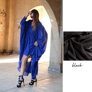 Boho Chiffon Maxi Kaftanklänning, Plus Size Oversize Sommarklänning Black