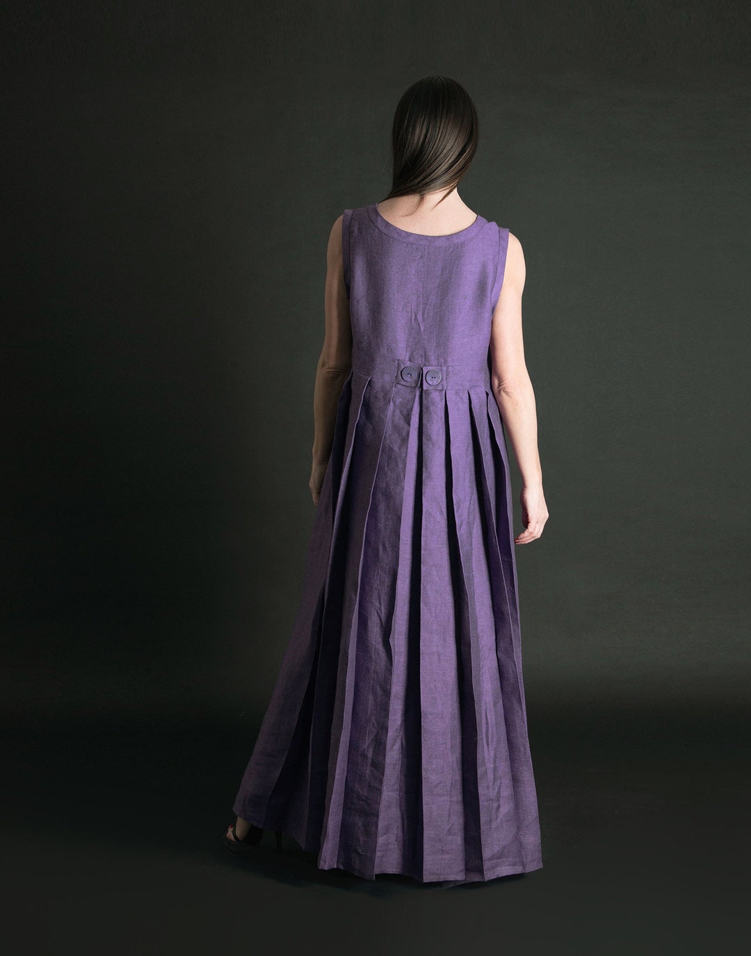 Long Linen Sleeveless Dress Linen Purple Maxi Dress Summer - Etsy