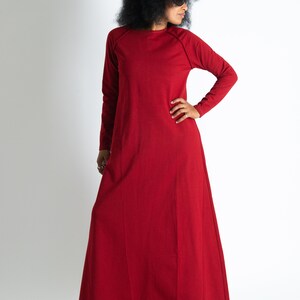Abaya Dress, Long Dress, Plus Size Clothing, Maxi Dress, Gothic Maxi Dress, Cotton Abaya, Winter Dress BARBARA DR0082W2 Dark Red