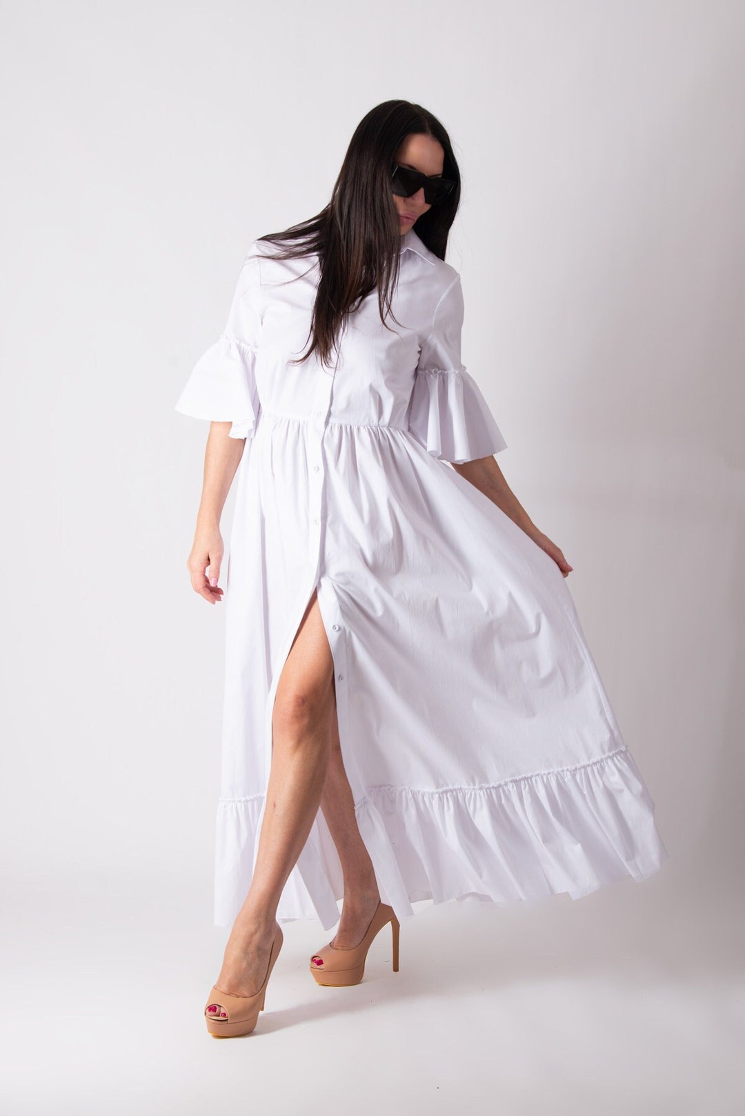 White cotton long dress