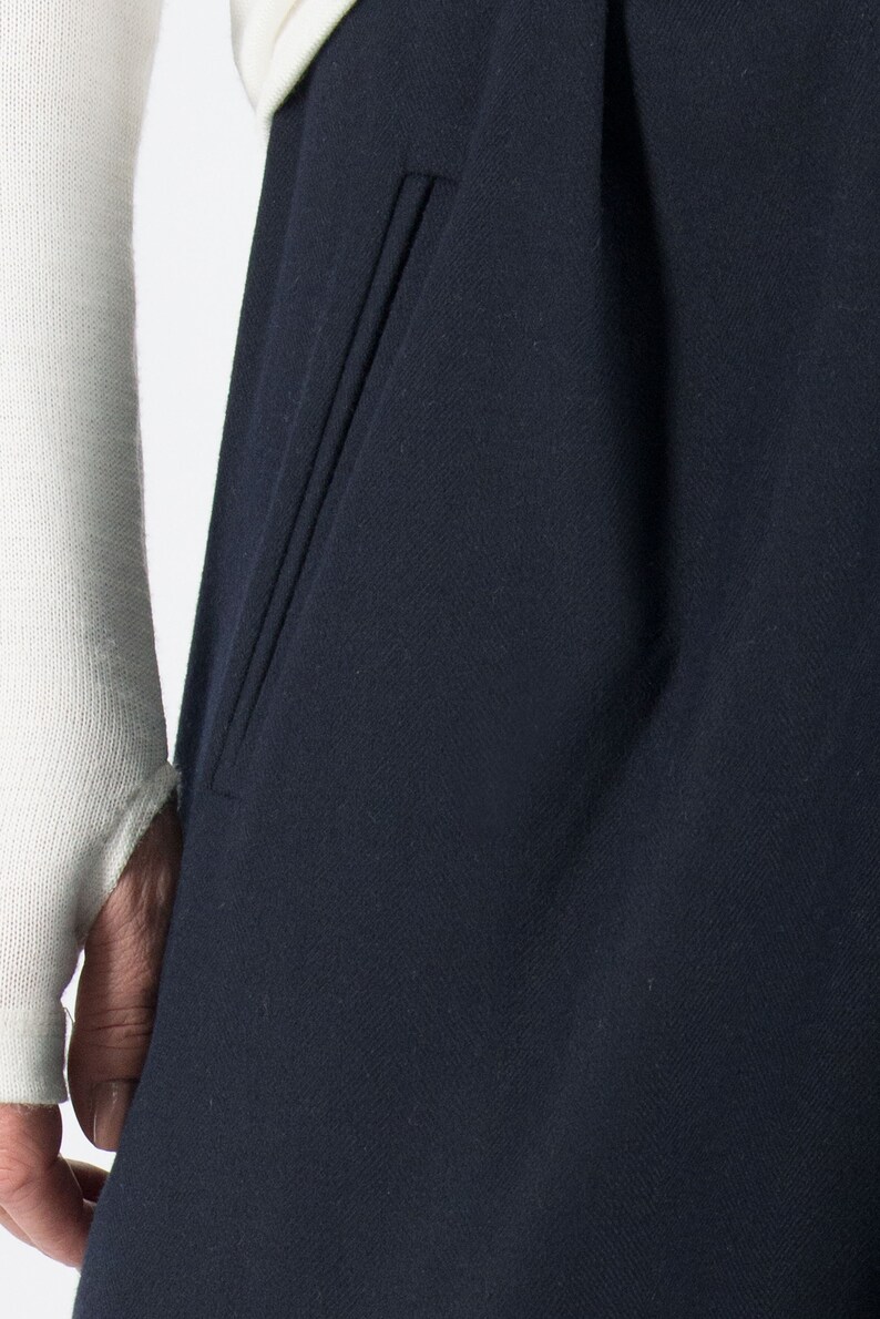 Loose Pants Navy Blue Harem Pants Wrap Pants Avant Garde Clothing Women Wool Pants Plus Size PA0524CW Drop Crotch Pants Urban Pants