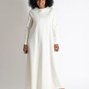 Abaya Dress, Long Dress, Plus Size Clothing, Maxi Dress, Gothic Maxi Dress, Cotton Abaya, Winter Dress BARBARA DR0082W2 Off White