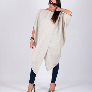 Linen Tunic for Women, Linen Asymmetrical Maxi Tunic Top, Plus Size Maxi Top, Mothers Day Gifts, Linen Clothing Women Top FABIANA TU1056LE zdjęcie 3