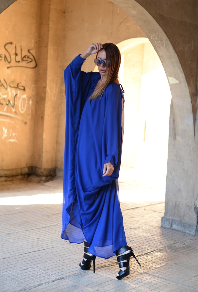 Boho Chiffon Maxi Kaftanklänning, Plus Size Oversize Sommarklänning bild 2