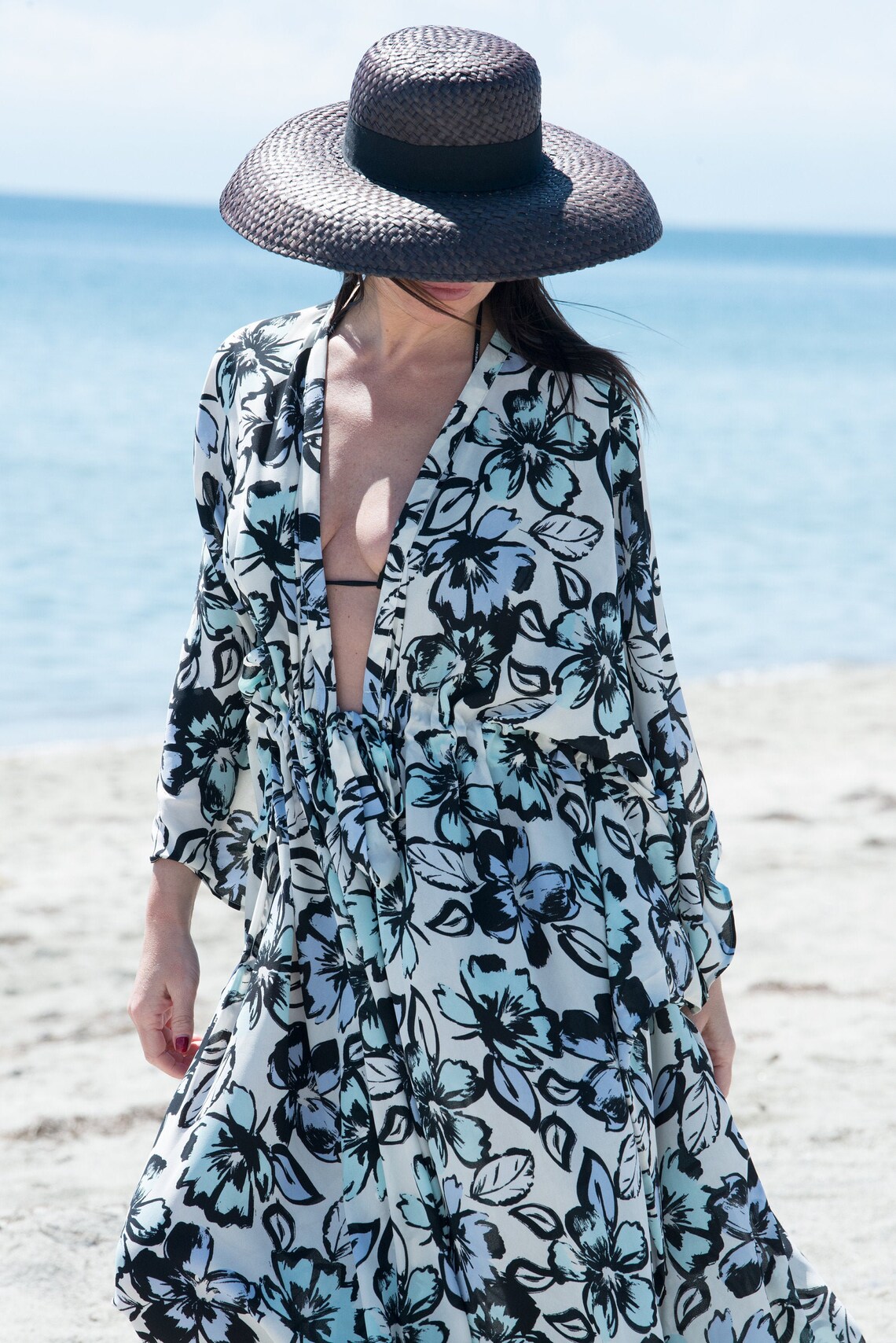 Cover up Kaftan / Beach Cover up / Long Beach summer Dress Etsy