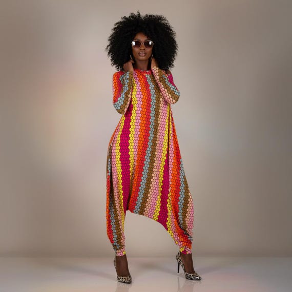 Polka Dot Harem Jumpsuit: Women's Cotton Jersey Romper All