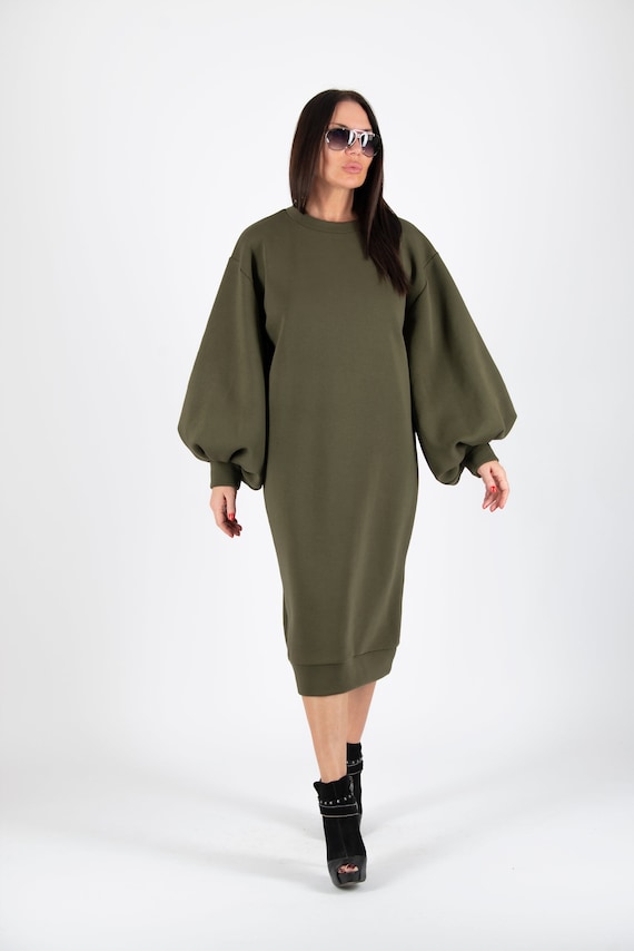 Sweatshirt Dress Karina, Military Green / M