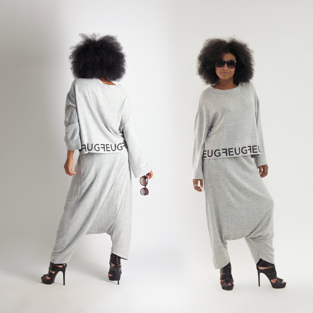 Knitted Winter Outfit Women Set of 2 Parts Harem Pants With Etsy