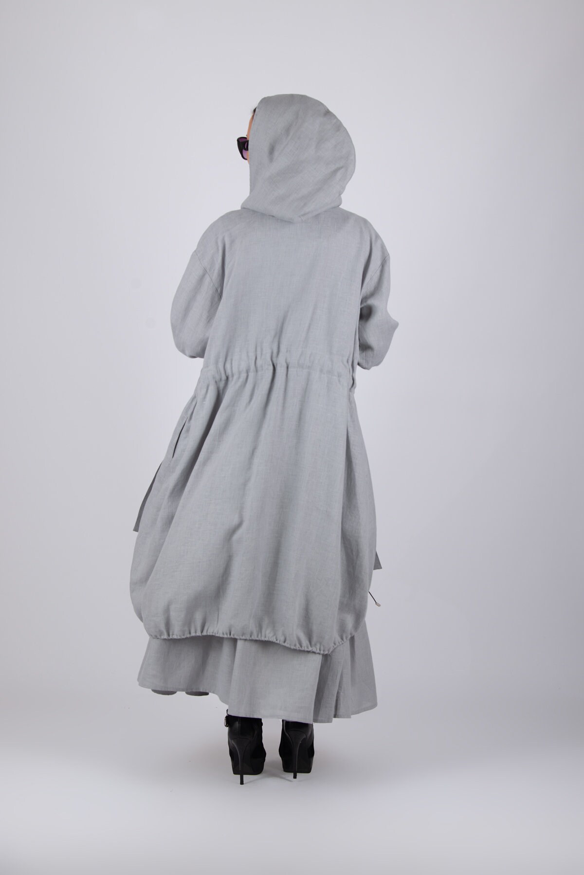 Long Hooded Linen Jacket, Wide Fit Summer Coat EUGF - Etsy