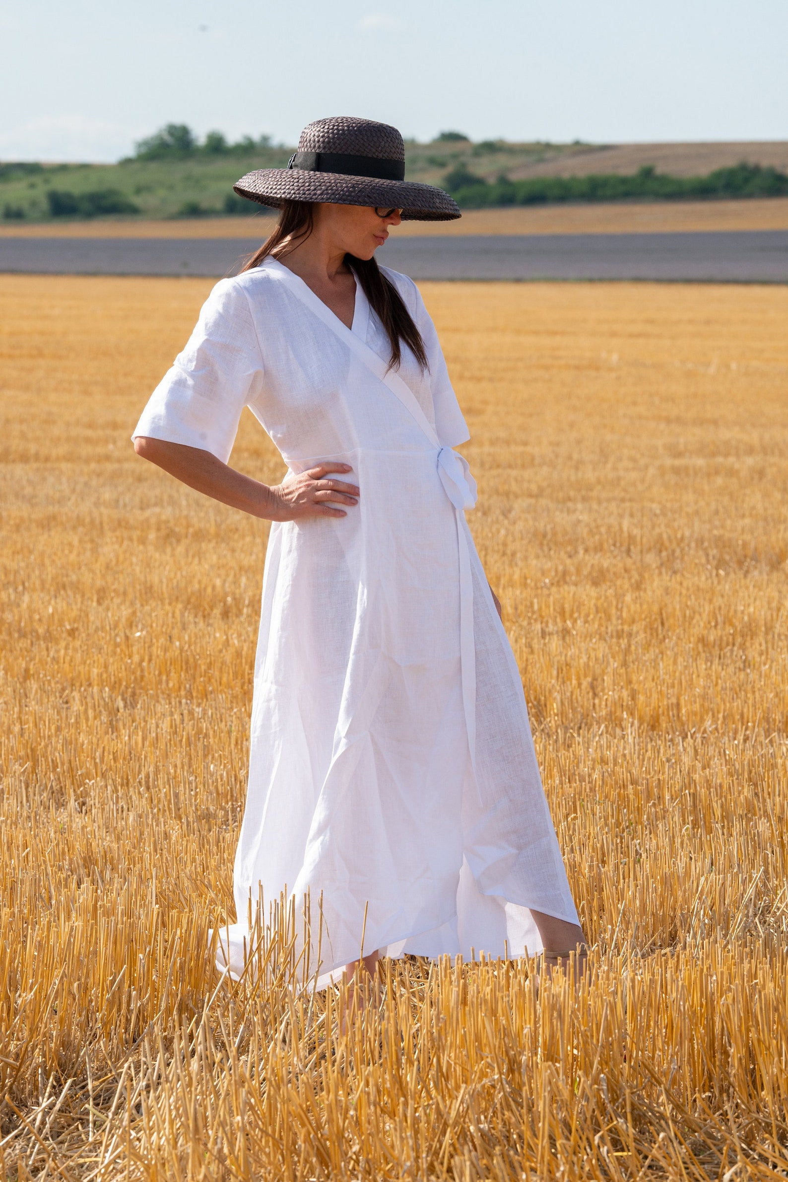 White Linen Wrap Dress Available in Plus Sizes Perfect for Etsy