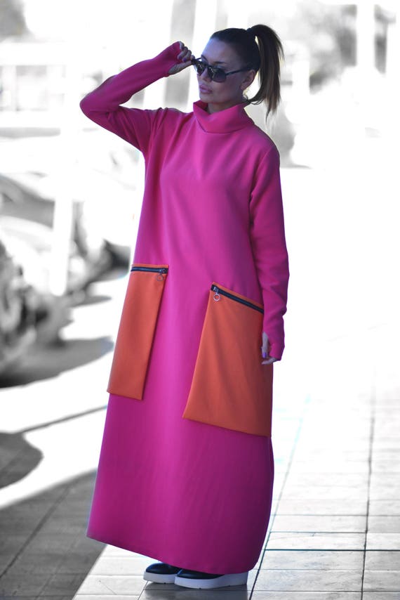 purple turtleneck dress