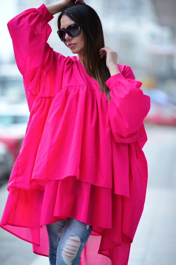 Flirty roze dames top jurk sterren grootte medium bell mouwen Kleding Dameskleding Tops & T-shirts Tunieken 