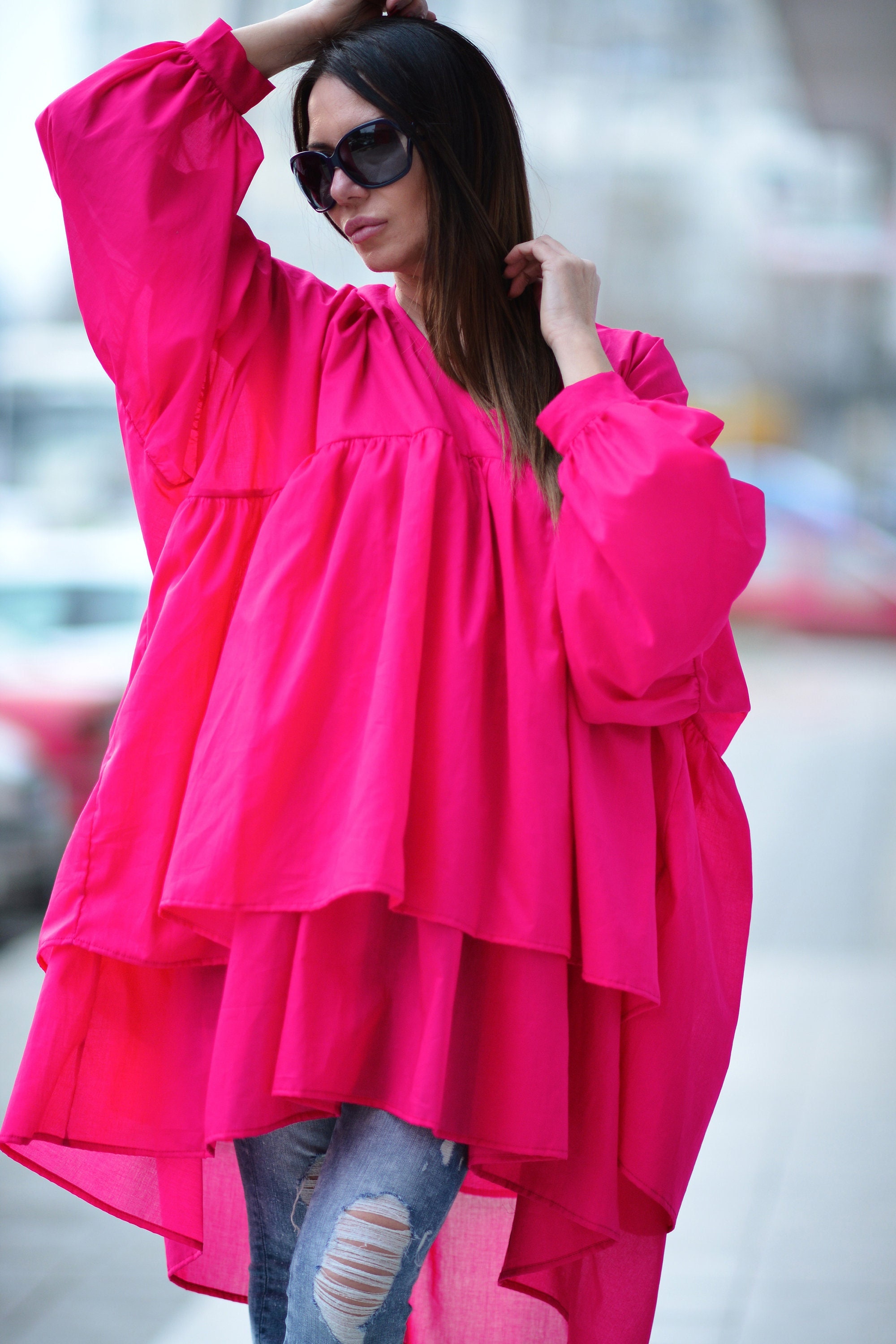 pink ruffle top dress