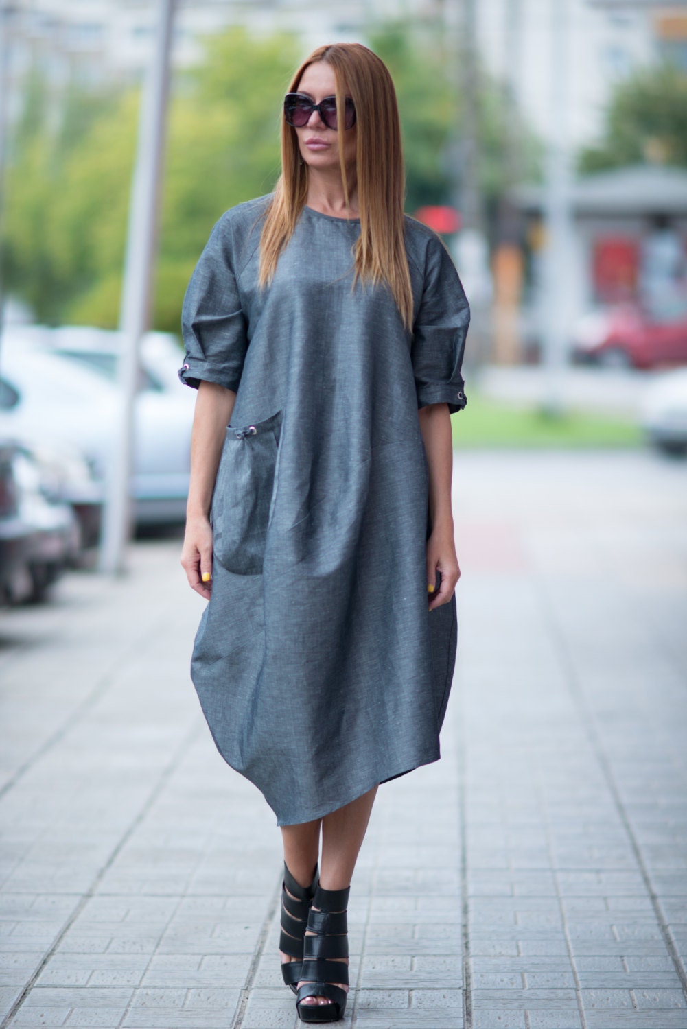 Women Maxi Tunic With Big Pocket Kaftan Dress Maxi Elegant - Etsy