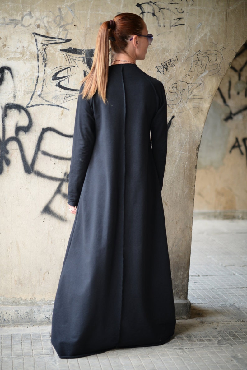 Abaya Dress, Long Dress, Plus Size Clothing, Maxi Dress, Gothic Maxi Dress, Cotton Abaya, Winter Dress BARBARA DR0082W2 image 3