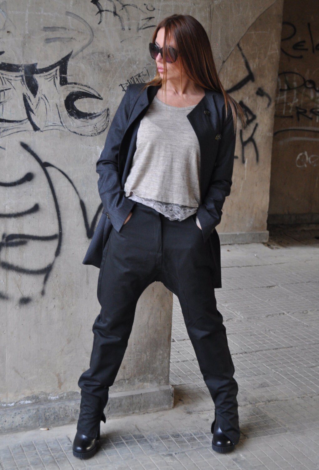 Black Trousers Cotton Pants for Women 