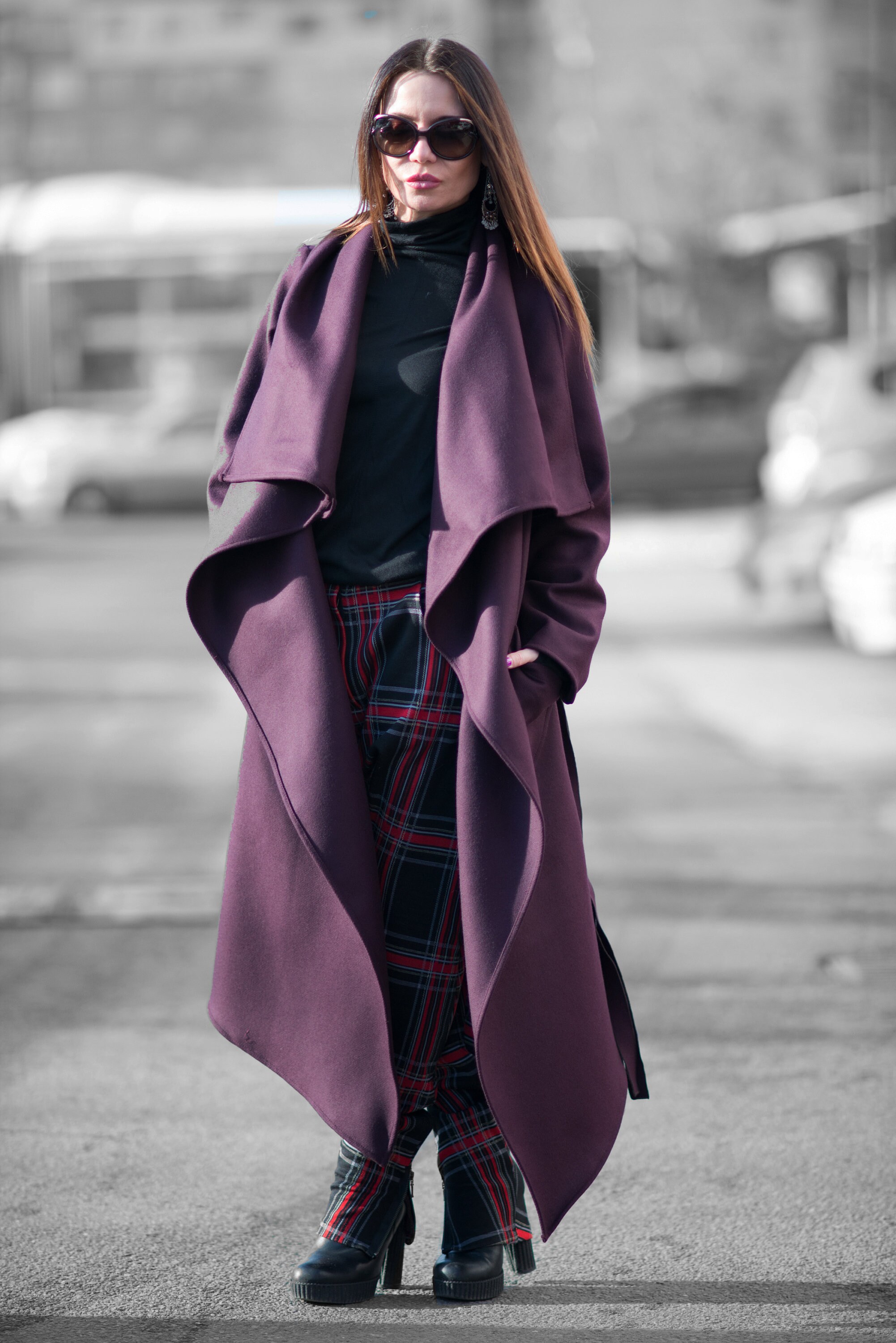 Winter Maxi Coat, Asymmetrical Coat, Wool Coat, Trench Coat