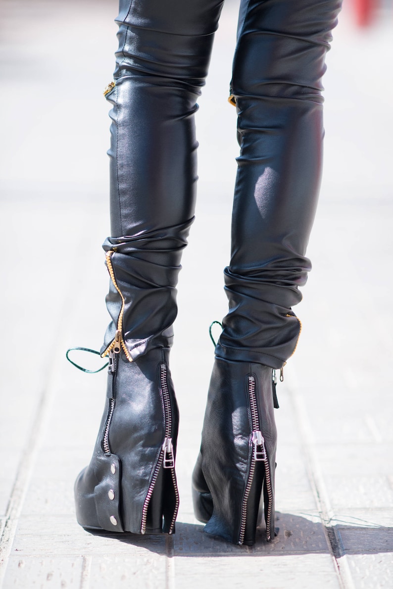 womens black leather wedges