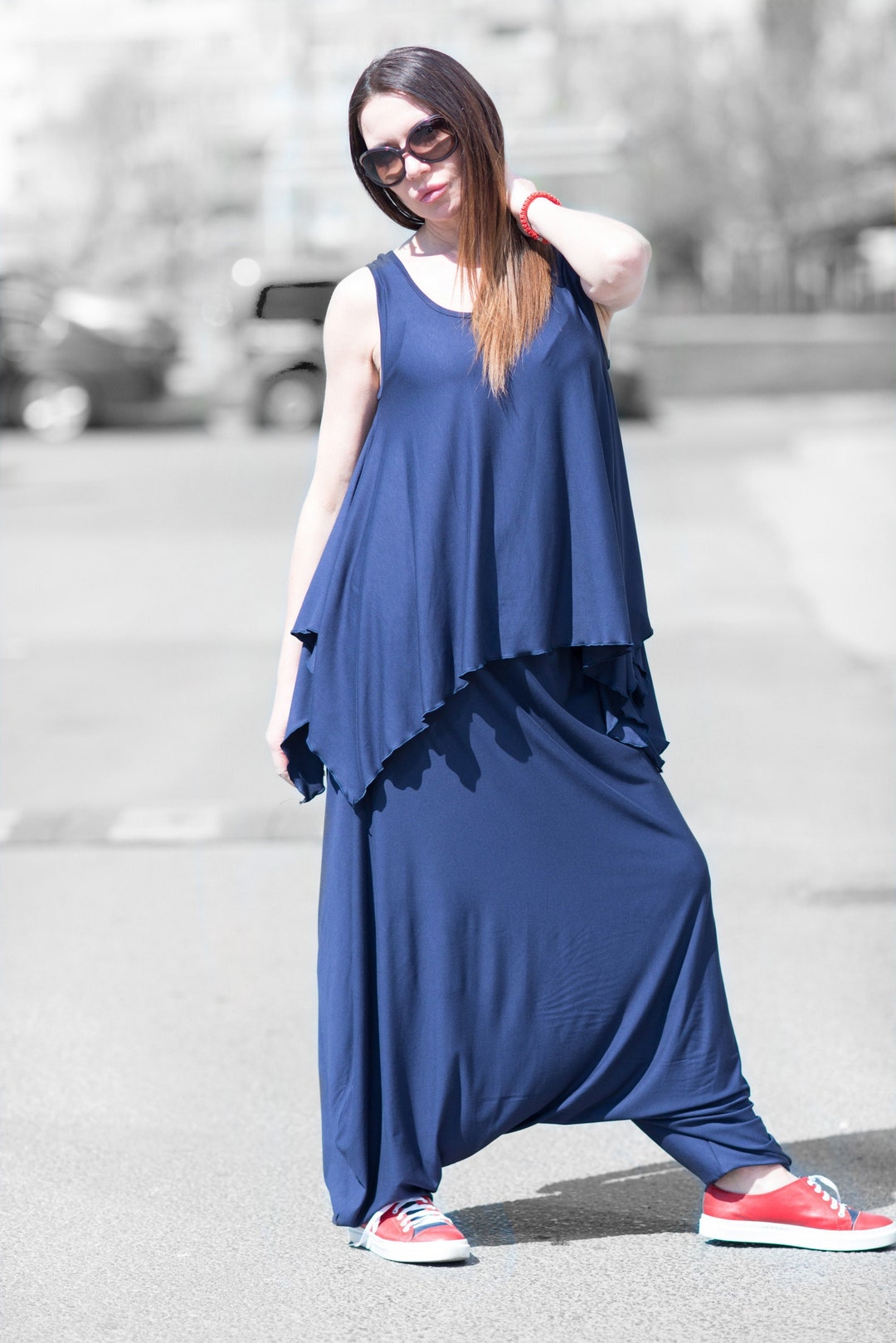 Blue Tunic Top for Women Asymmetrical Linen Top Sleeveless - Etsy