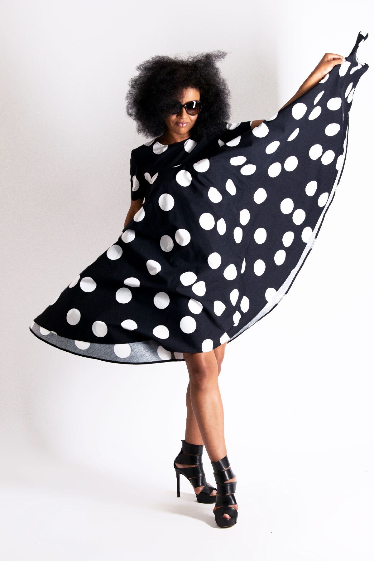 Polka Dot A-Line Dress, Women's Summer African Clothing Kosara