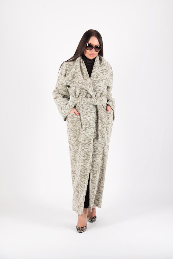 Wool Knit Long Coatigan, Belted Winter Vest