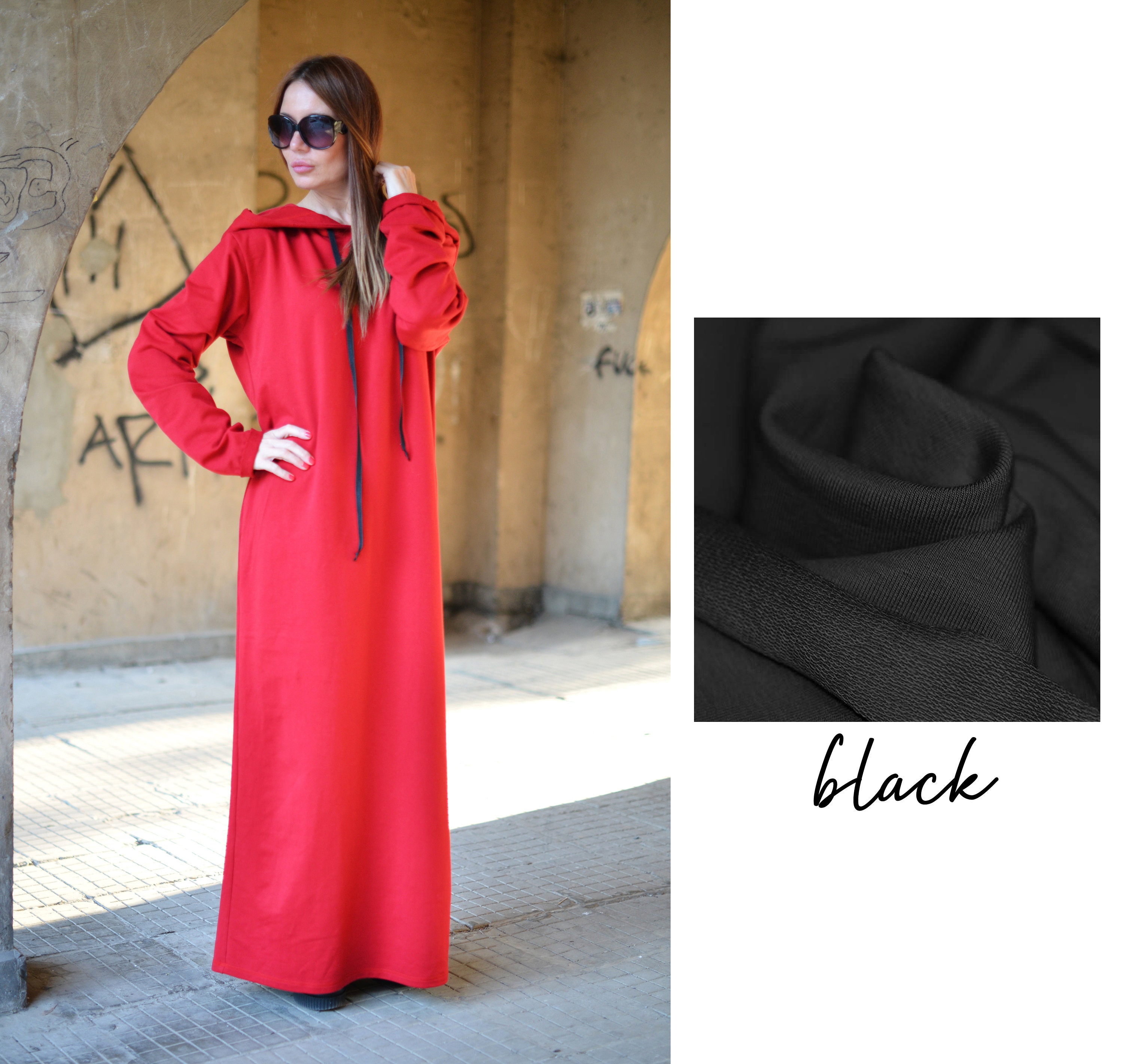 Hooded maxi sweatshirt dress hotsell