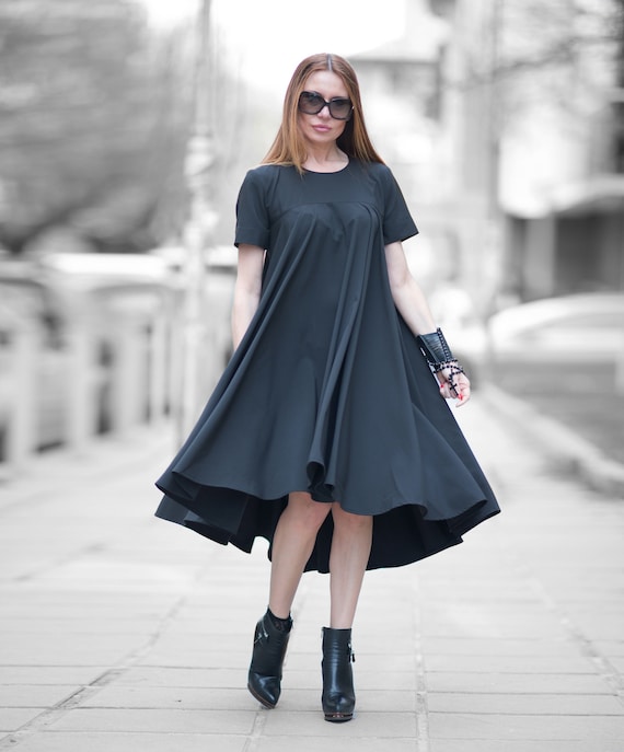 Knee Length Summer Dresses Party Black Maxi Dress Oversize - Etsy