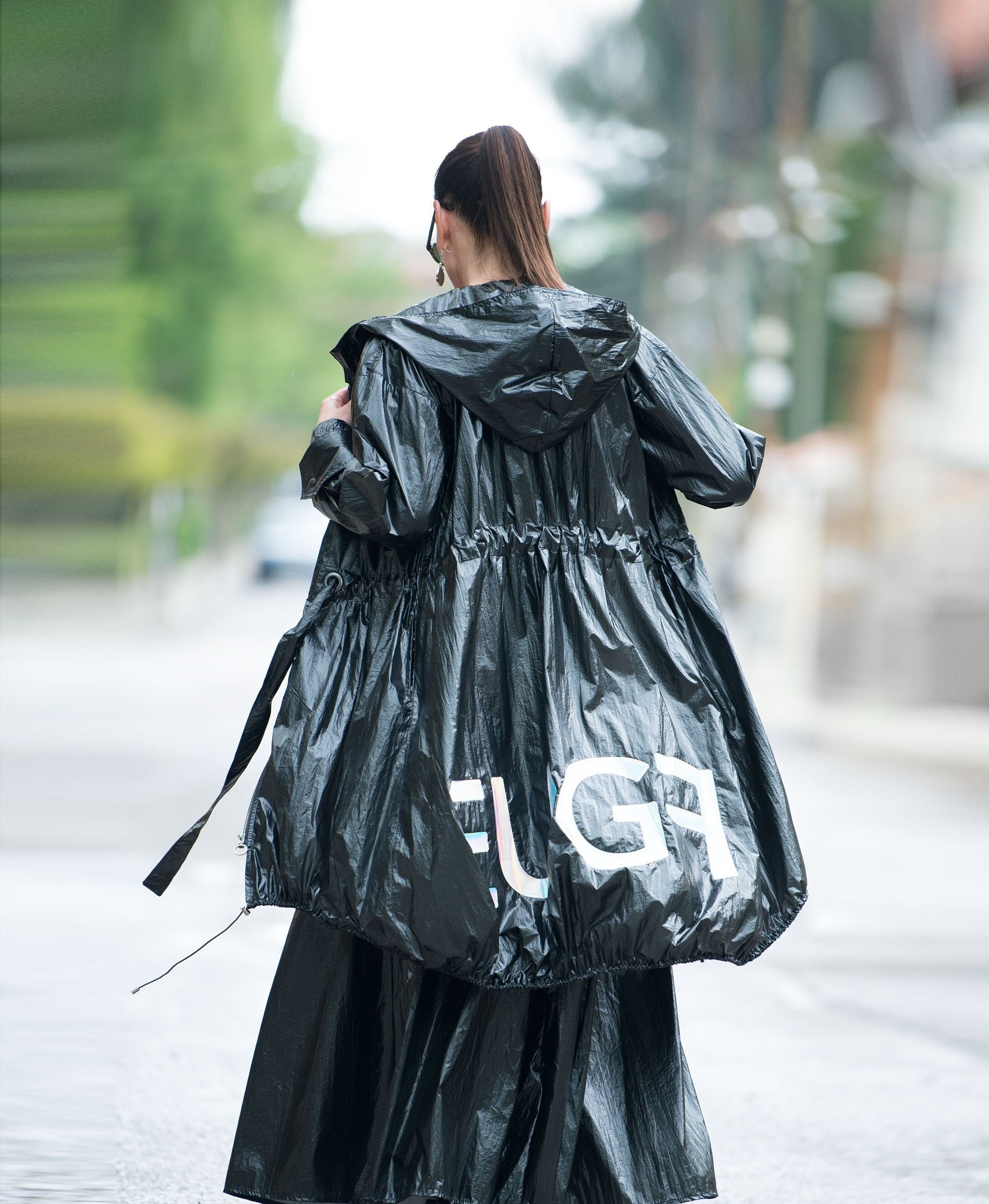 Shiny Black Raincoat - Etsy Canada