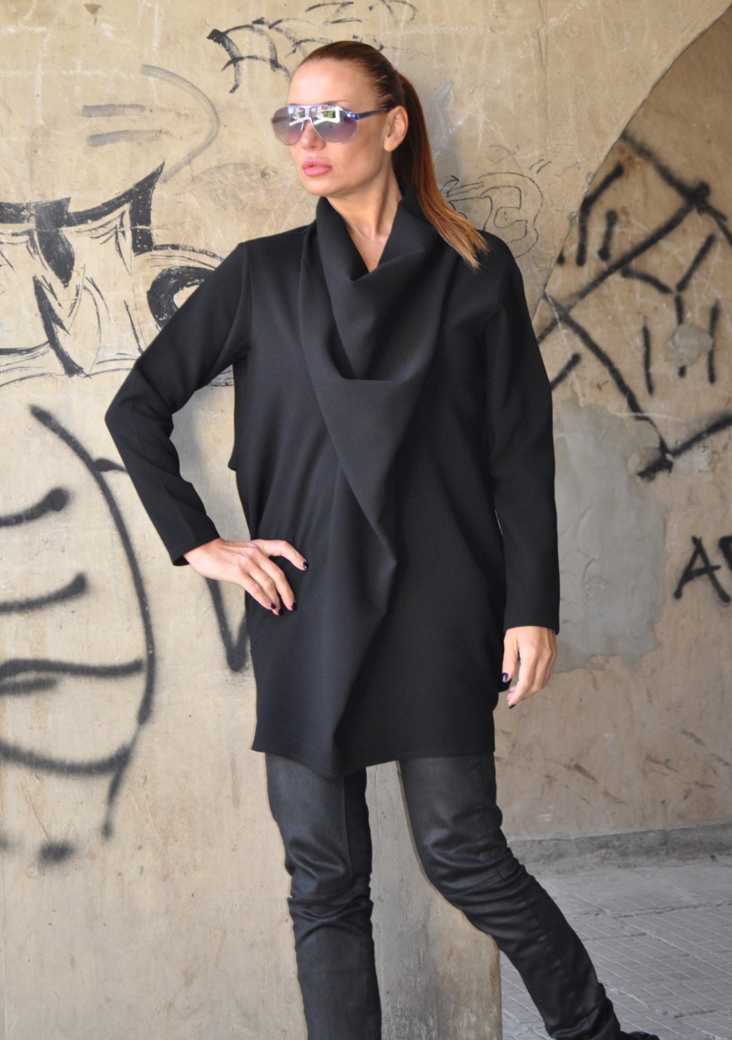 Clothing Oversize Black Loose Casual Maxi Tunic/Extravagant | Etsy