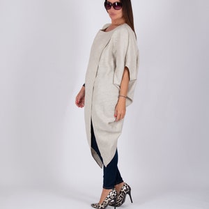 Linen Tunic for Women, Linen Asymmetrical Maxi Tunic Top, Plus Size Maxi Top, Mothers Day Gifts, Linen Clothing Women Top FABIANA TU1056LE zdjęcie 5