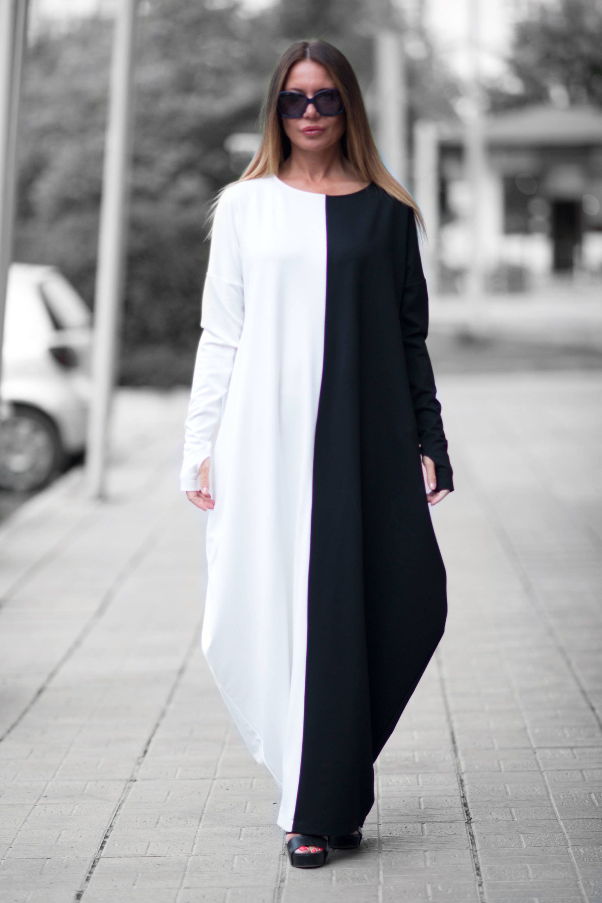 black and white gown plus size
