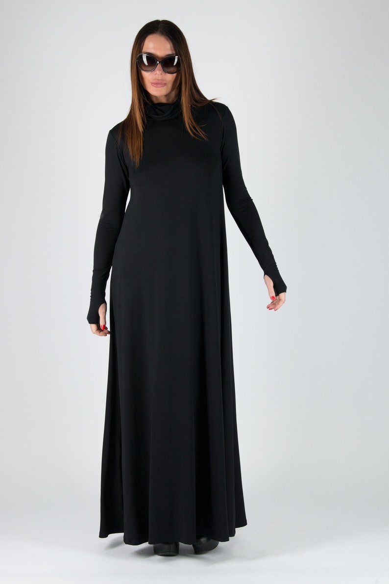 Black Dress Turtleneck Dress Winter Dress Maxi Dress Plus - Etsy