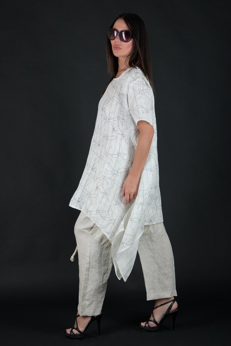 Linen Tunic Top Dragonfly Top Linen Clothing Plus Size Etsy