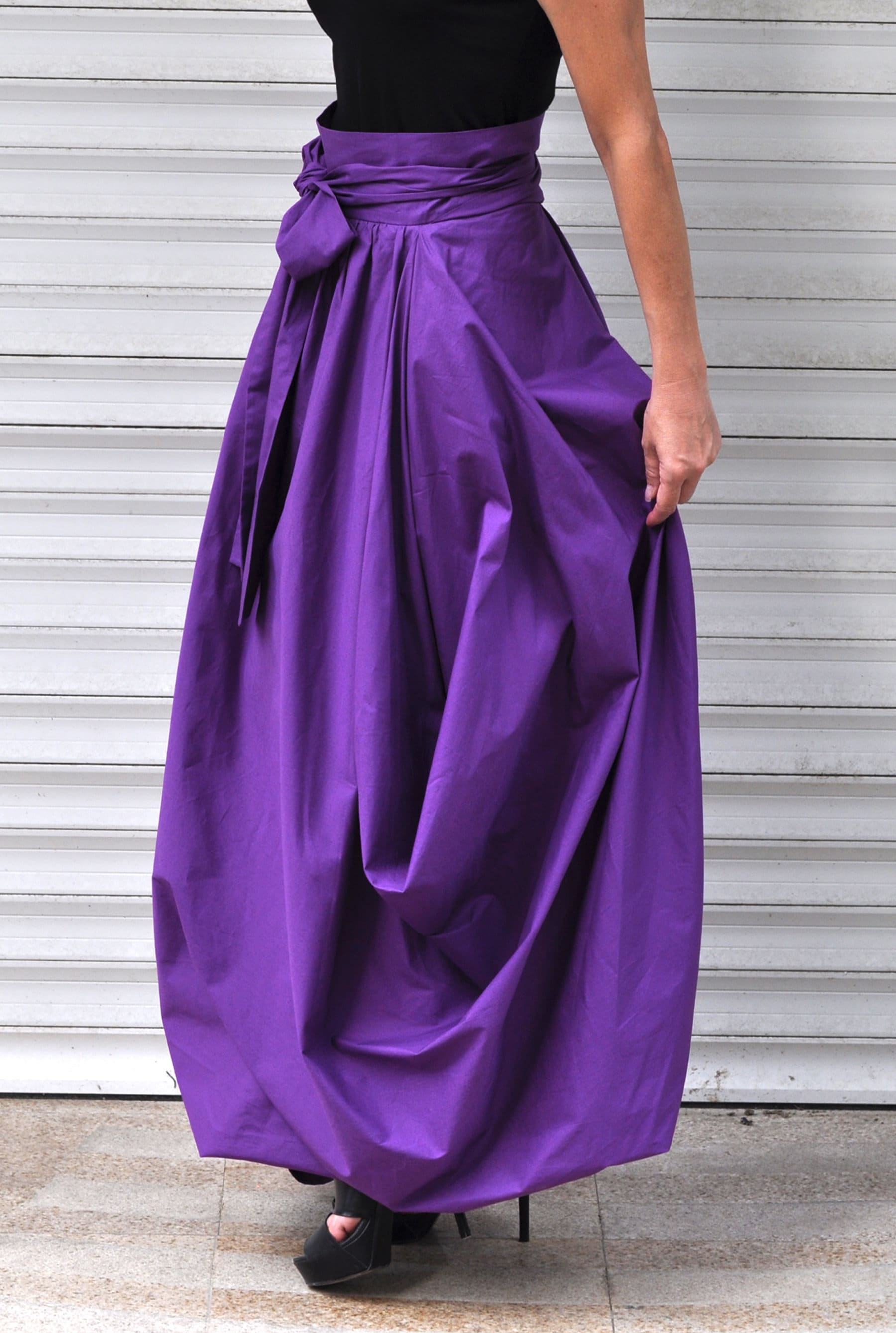 Cotton Skirt/high Waist Purple Skirt/long Purple Skirt/maxi Etsy
