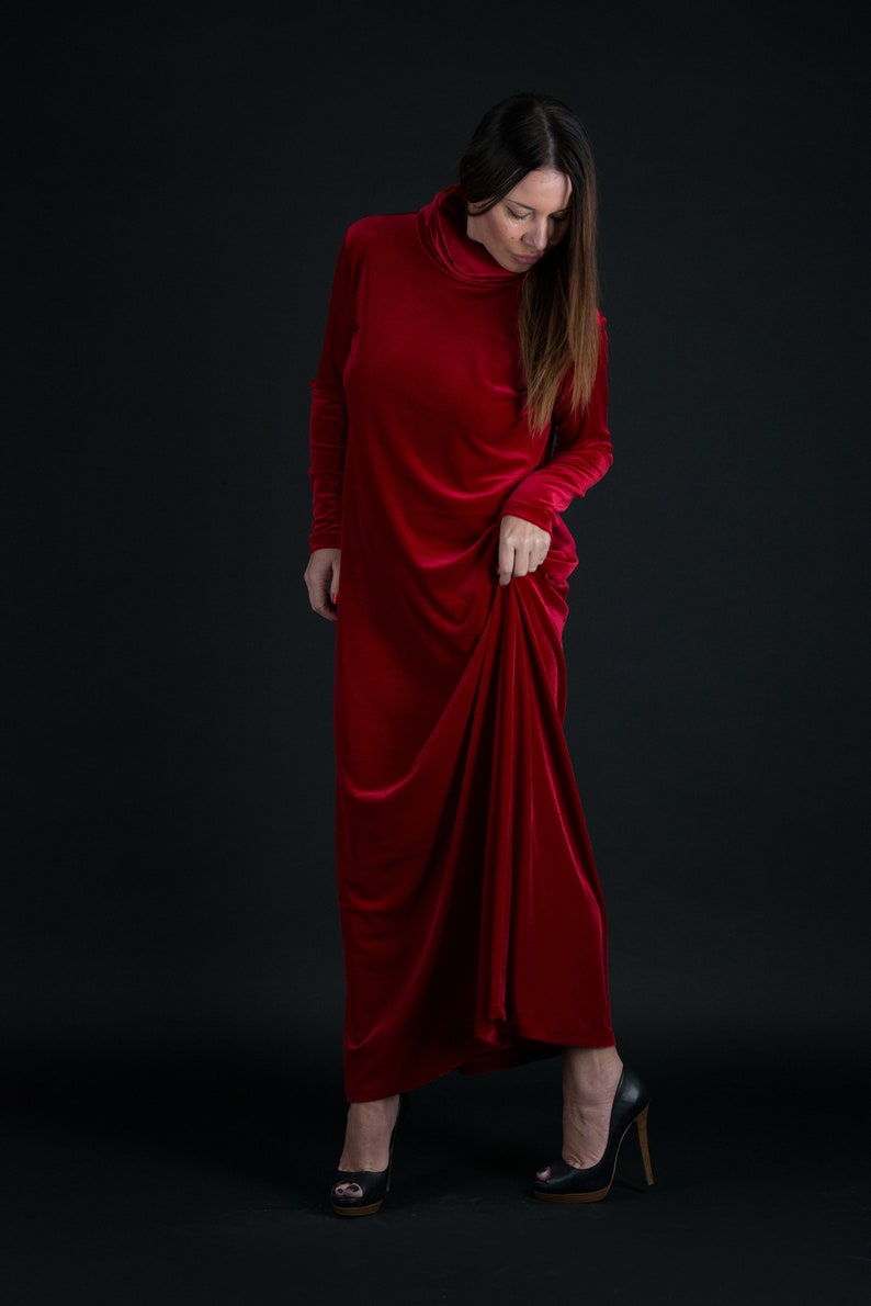 Maxi Dress Plus Size Clothing Cocktail Dress Red Dress Kaftan DR0291VE Evening Dress Velvet Dress Formal Dress Turtleneck Dress