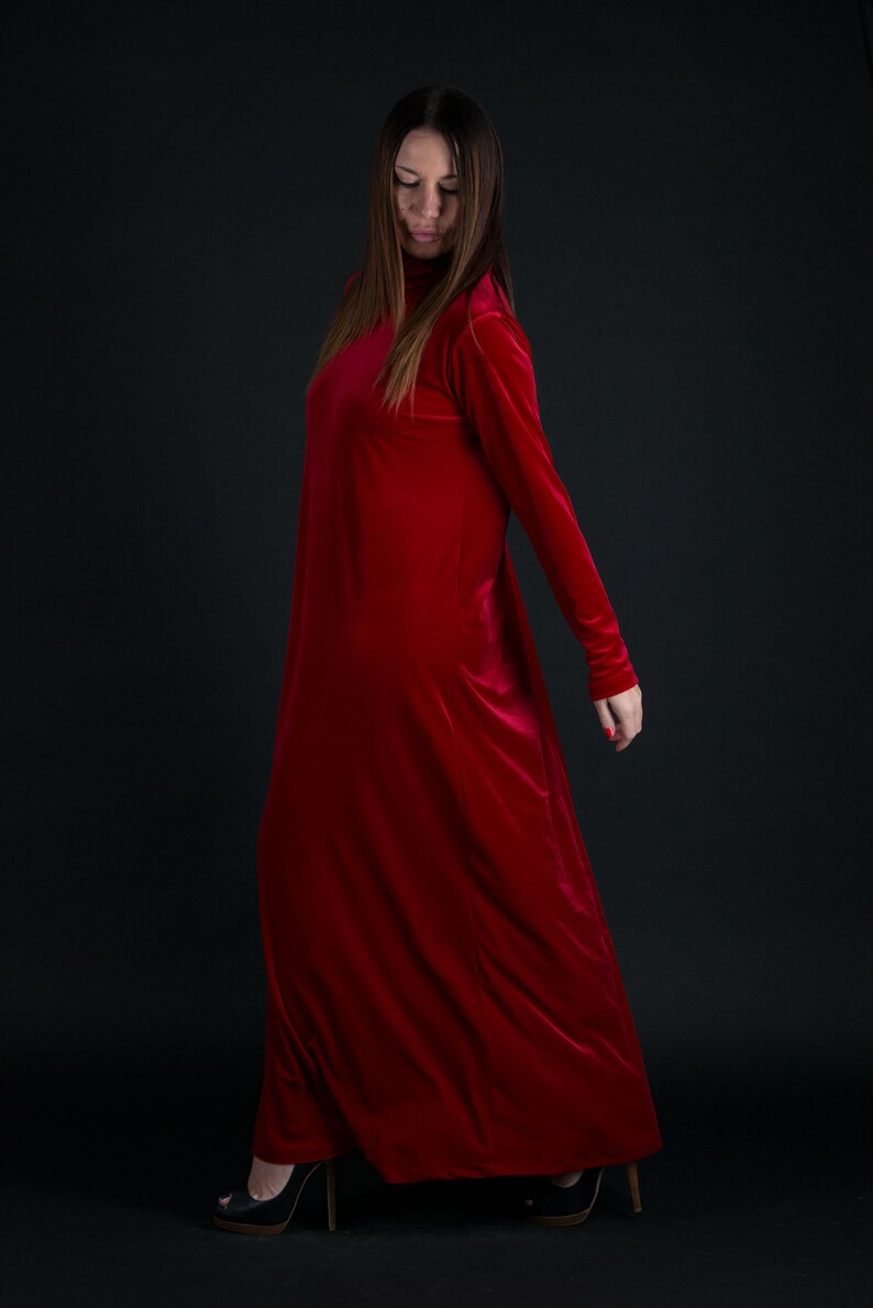 Maxi Dress Plus Size Clothing Cocktail Dress Red Dress Kaftan DR0291VE Evening Dress Velvet Dress Formal Dress Turtleneck Dress