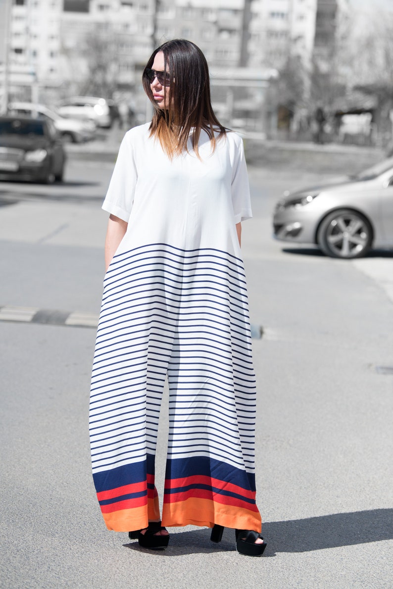 Women Maxi Cotton Jumpsuit / Plus Size Short Sleeve Jumpsuit Etsy