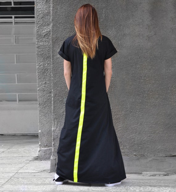 Dames lange maxi-jurk zwarte jurk voor dames losse casual - Etsy België