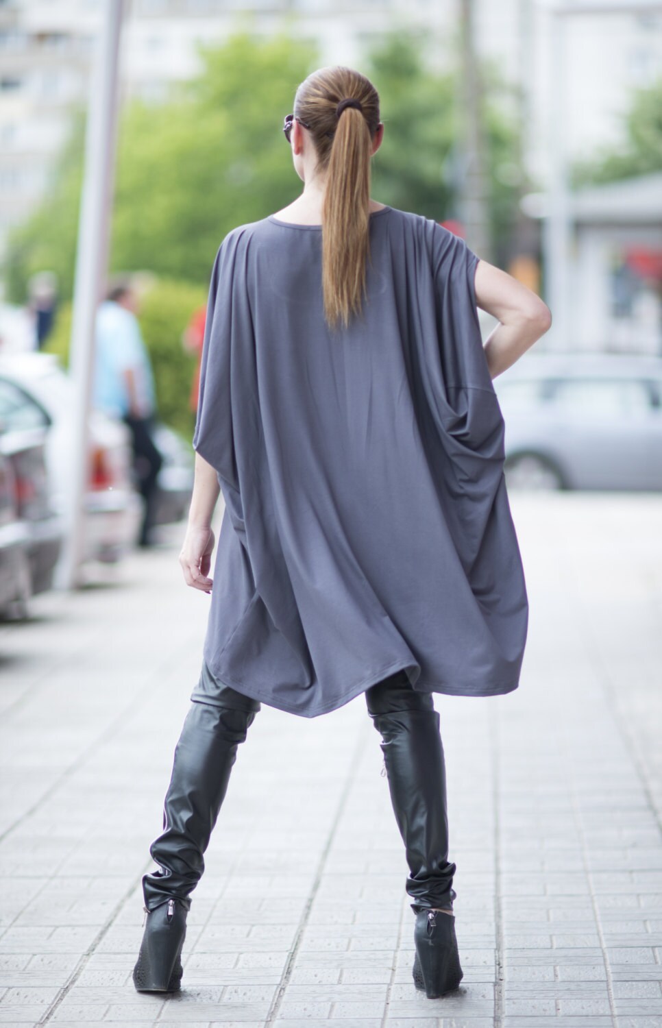 Dark Grey Asymmetrical Maxi Tunic Top/plus Size Women | Etsy