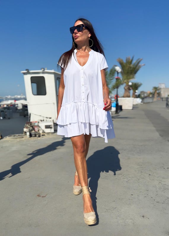 white christmas dresses Seagarden Cotton Tunic Dress – Breezy Island Style main image 1
