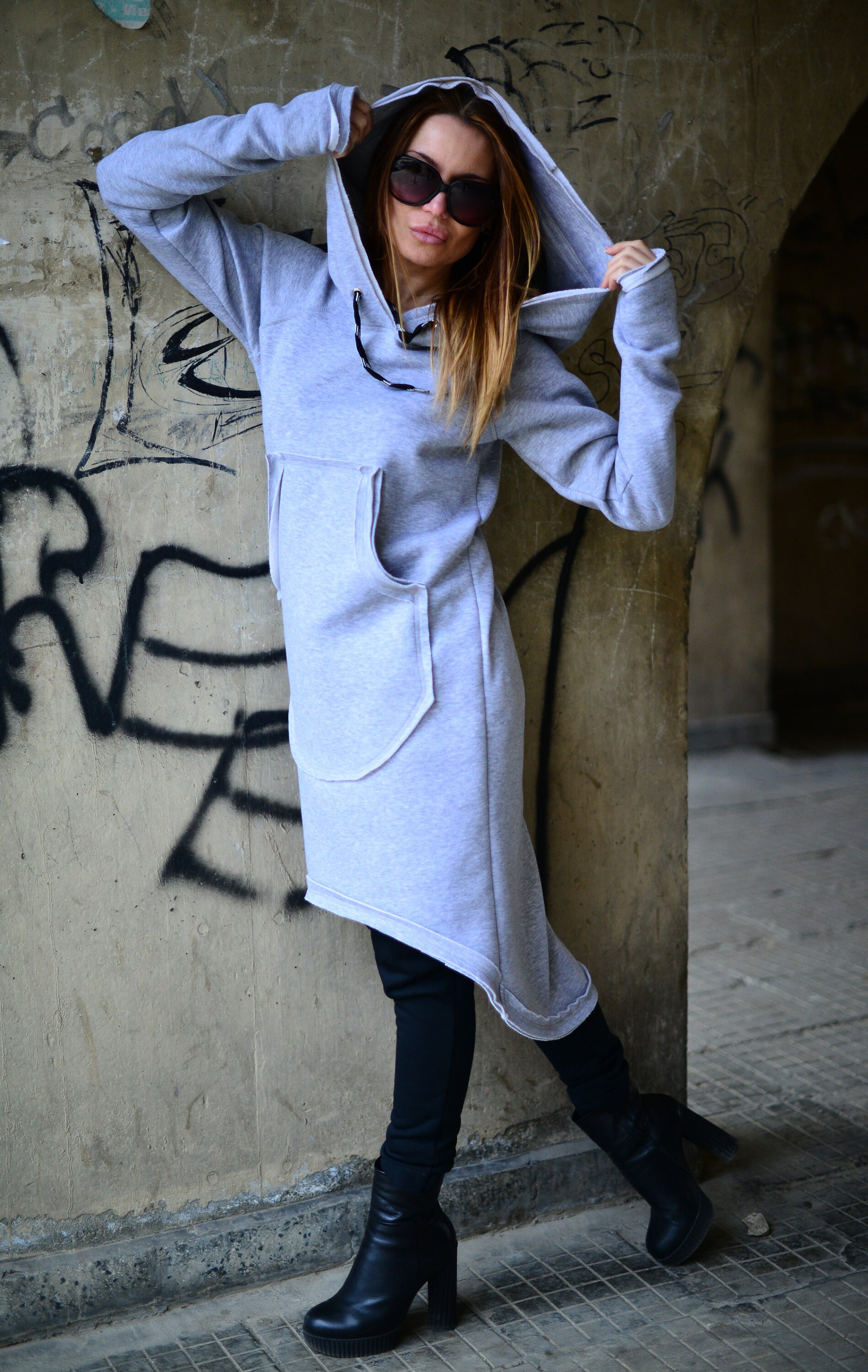 Hooded Dress, Winter Dress, Plus Size Clothing, Hoodie Dress