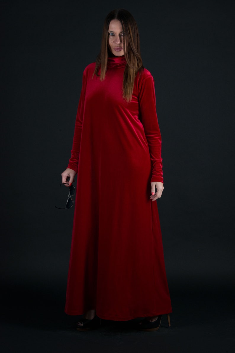 Maxi Dress Plus Size Clothing Cocktail Dress Red Dress Kaftan DR0291VE Evening Dress Velvet Dress Formal Dress Turtleneck Dress