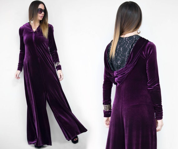 purple velvet jumpsuit