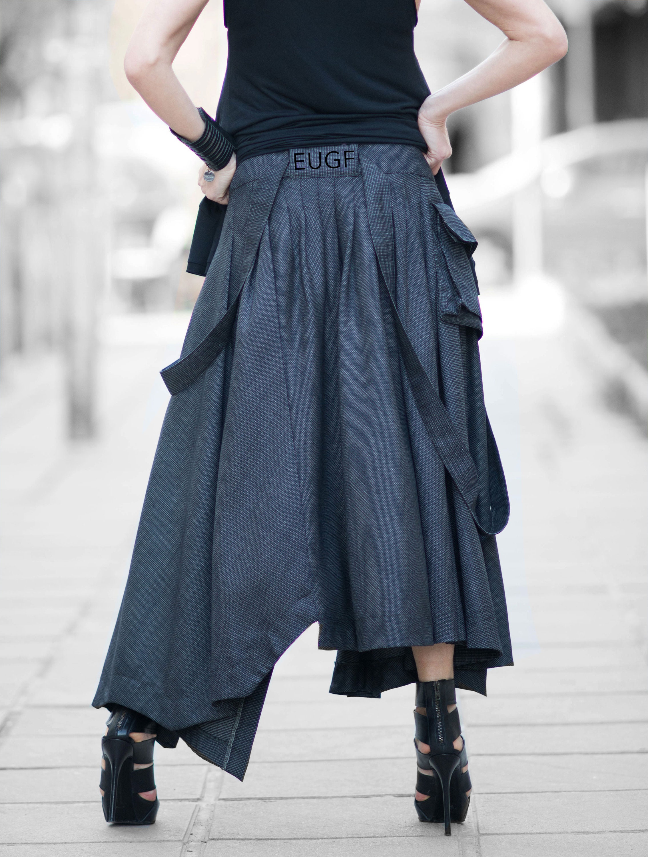 Steampunk Skirt, Women Winter Suspender Skirt With Pocket