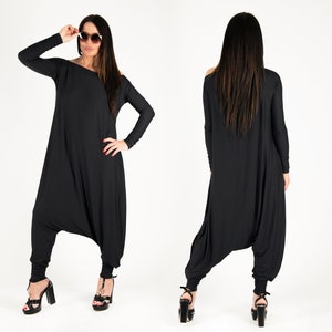 Jumpsuit Women, Harem Jumpsuit, Baggy Jumpsuit, Oversize Jumpsuit, Plus Size Clothing, Maxi Jumpsuit, Drop Crotch Jumpsuit MARLA JP0350TR Black