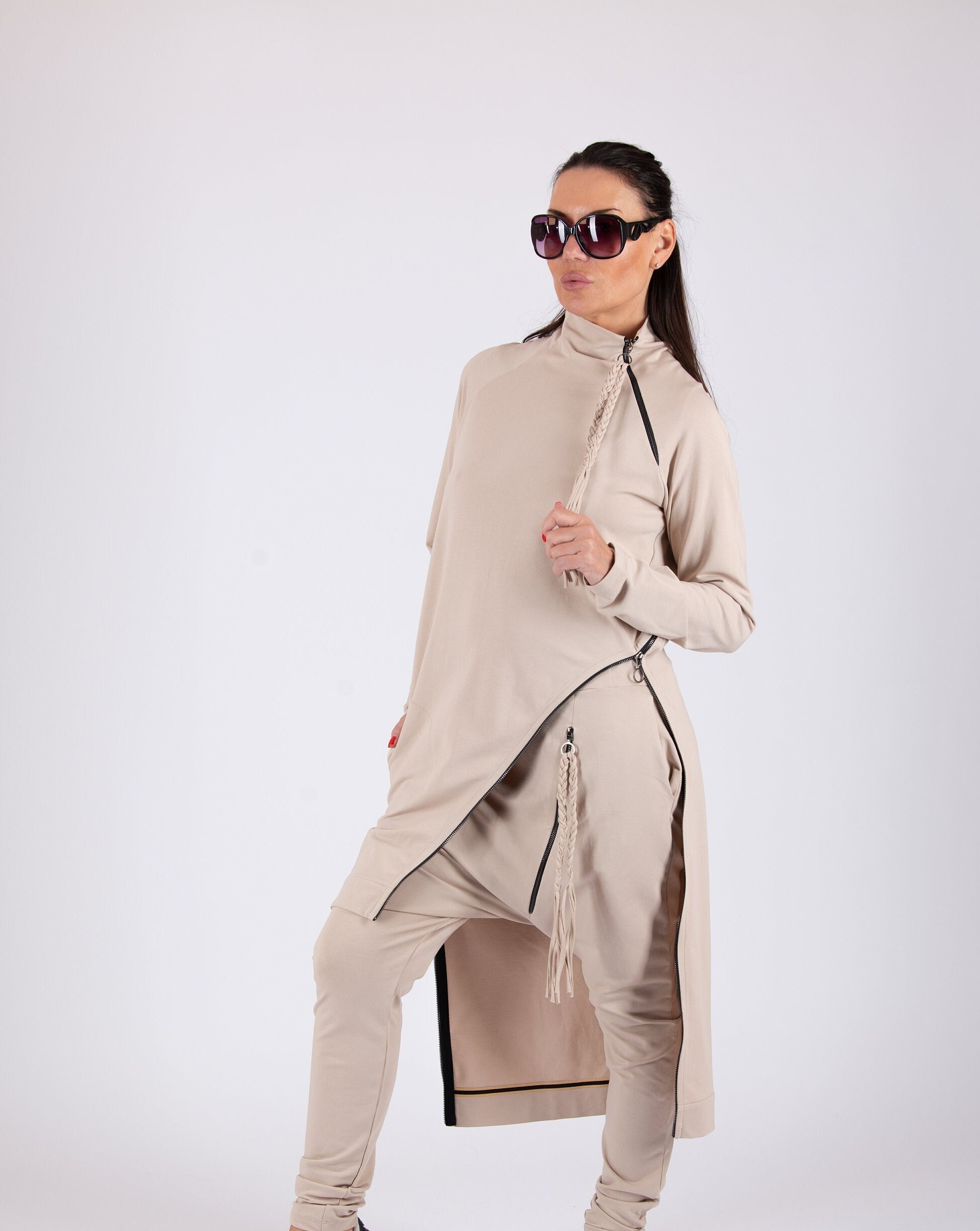 Women Tracksuit Set Stylish Tracksuit Women Women Top and Harem Pants Zipper Sweatshirt With Drop Crotch Pants Outfit GLORIA SE0631W2 Etsy Ireland